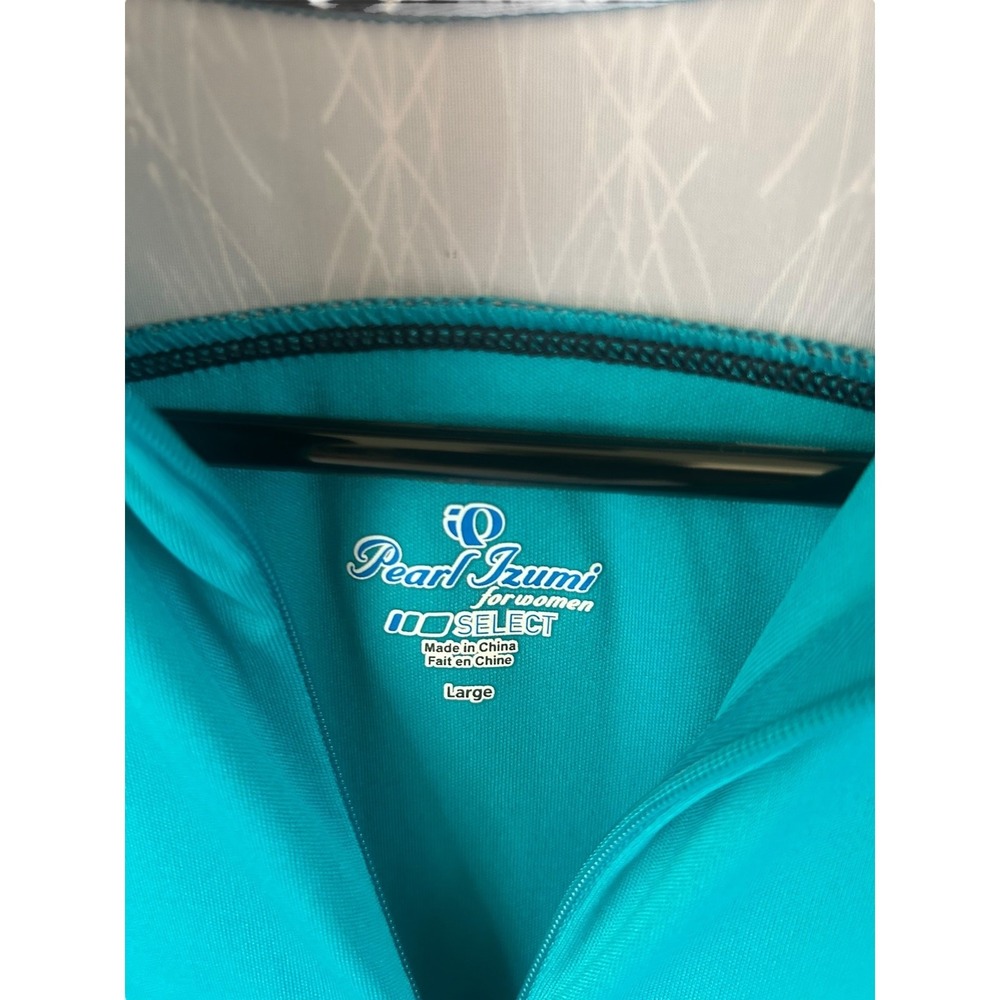 Pearl Izumi Womens Cycling Jersey L Teal Black Graphic Zip Back Pockets Sportcor - Picture 5 of 10